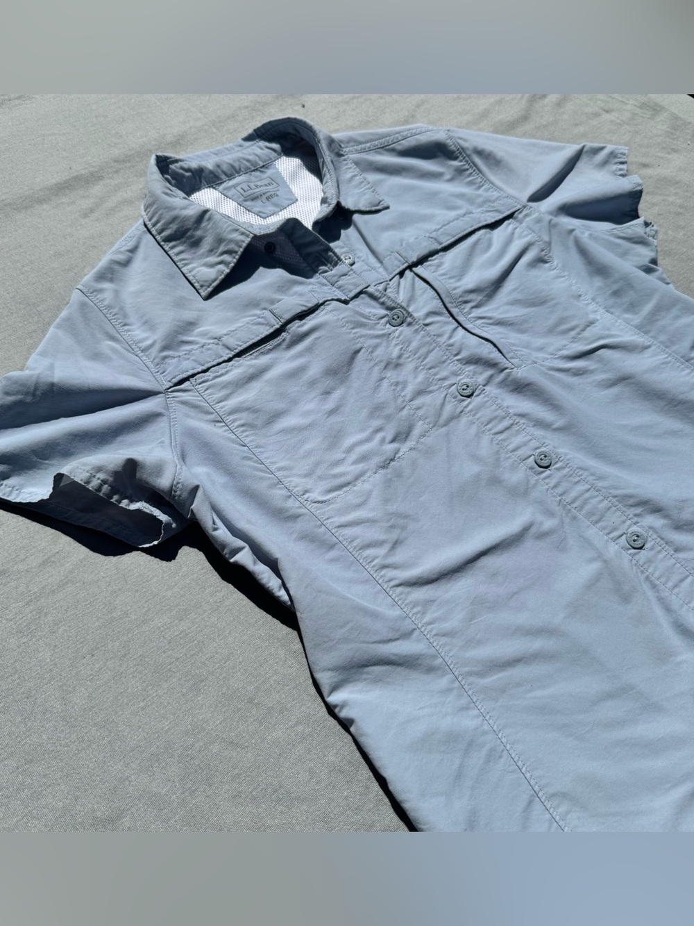 LL Bean Shirt Womens L - blue Button Up Outdoors Fishing Vented Hiking Camping - Picture 12 of 12